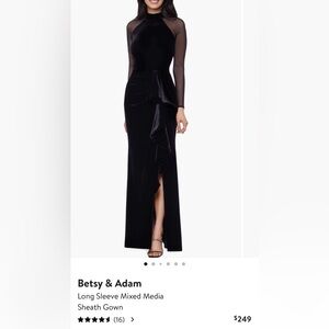 Beautiful long sleeve black gown worn once